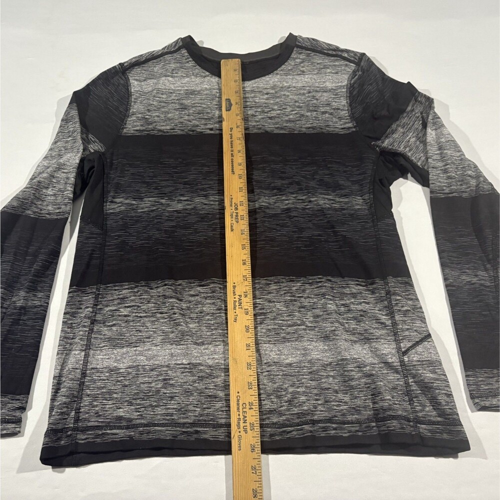 Lululemon Shirt Mens Black Stripe Gray Core Crew Rulu Long Sleeve Pullover Sz XL - Picture 3 of 8